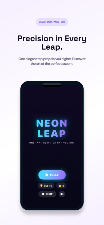 Neon Leap menu screen on iPhone